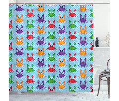 Crabs on Blue Backdrop Shower Curtain