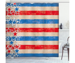 Patriotic Grunge Look Shower Curtain