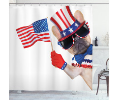 Patriotic Pug Dog Shower Curtain