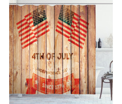 Wooden Planks Flag Shower Curtain