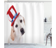 Dog with Hat Shower Curtain