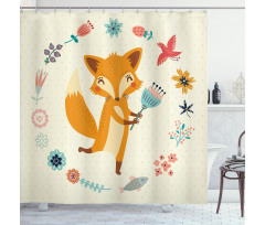 Animal with Floral Shower Curtain
