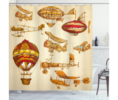 Vintage Baloons Planes Shower Curtain
