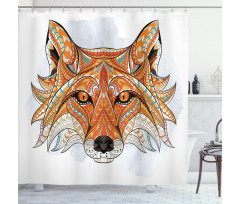Geometric Fox Portrait Shower Curtain