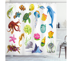 Sea Animals Octopus Fish Shower Curtain