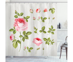 Vintage Rose Petals Leaf Shower Curtain