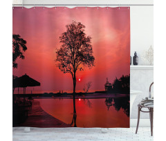 Twilight Sky with Tree Shower Curtain
