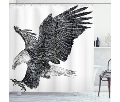 Bald Eagle Swoop Sketchy Shower Curtain