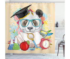 Hipster Panda in School Shower Curtain