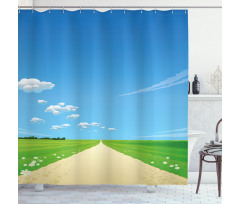 Sunny Sky Clouds Daisy Shower Curtain