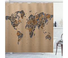 Old Hipster World Map Shower Curtain