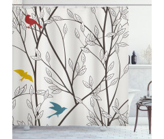 Birds Wildlife Cartoon Shower Curtain