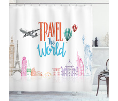 Travel World Lettering Shower Curtain