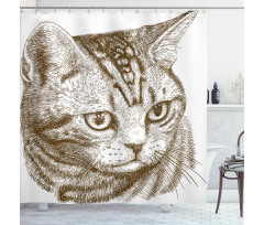 Portrait of a Kitty Hipster Shower Curtain