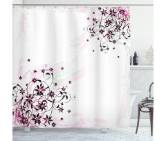 Grunge Flower Motif Leaf Shower Curtain