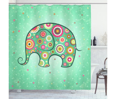 Elephant with Flowers Shower Curtain