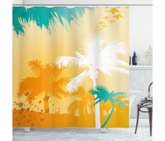 Funky Retro Vivid Palms Shower Curtain