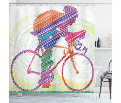 Cycling Man on Bike Shower Curtain