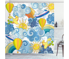 Sun Airplanes and Balloons Shower Curtain