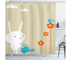 Bunny with Flowers Shower Curtain