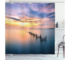 Sunset Abandoned Jetty Shower Curtain