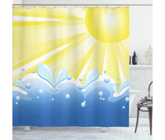 Vector Sun Wavy Sea Shower Curtain