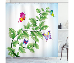 Floral Leaves Branches Shower Curtain