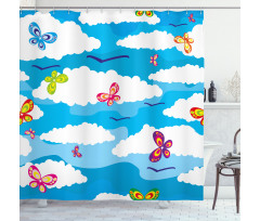 Clouds Butterfly Summer Shower Curtain