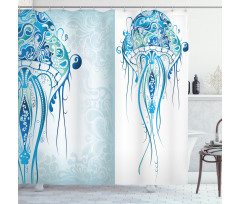 Ocean Jellyfish Paisley Shower Curtain