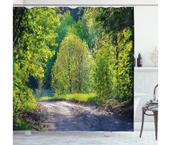 Path in Forest by Lake Shower Curtain