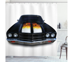 Vintage Retro Car Flame Shower Curtain