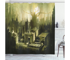 Gothic Dark City Scenery Shower Curtain