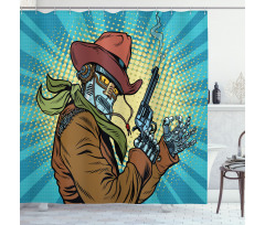 Western Style Robot Cowboy Shower Curtain
