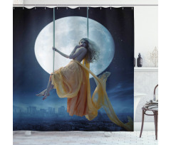 Swing in the Sky Moon Shower Curtain