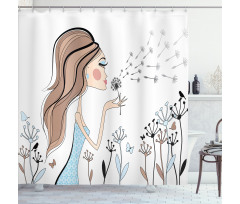 Dandelion Flower Spring Shower Curtain