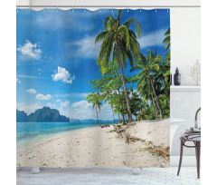 Sea Palms Mountains Shower Curtain