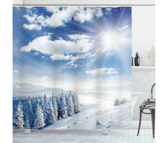 Idyllic Snow Mountain Shower Curtain
