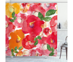 Watercolor Style Floral Shower Curtain