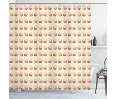 Romantic Cupcake Pattern Shower Curtain