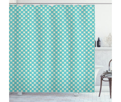 Aqua Checked Tile Shower Curtain