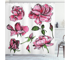 Garden Flowers Rose Buds Shower Curtain