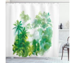 Watercolor Forest Image Shower Curtain