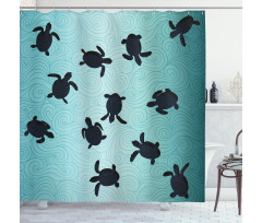 Baby Turtles Deep Sealife Shower Curtain