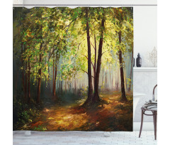 Spring Woodland Trees Shower Curtain