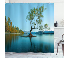 Tree Lake Nature Themed Shower Curtain