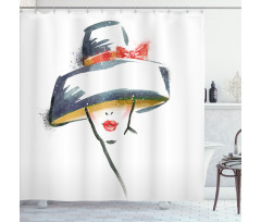 Fashion Woman with a Hat Shower Curtain