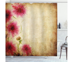 Retro Flowers Grungy Old Shower Curtain
