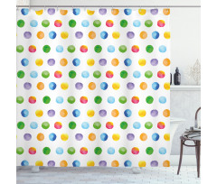 Colored Big Polka Dots Shower Curtain