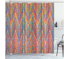 Colorful Zig Zag Lines Shower Curtain