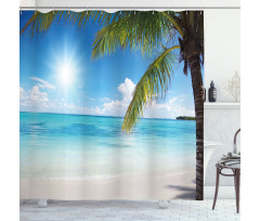 Tropical Seashore Palms Shower Curtain